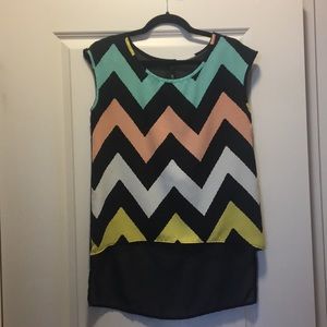 High low, zigzag sheer back top